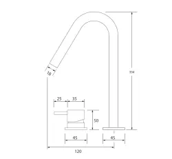 Waterevolution Flow 2-gats wastafelkraan chroom met hoge V 120mm uitloop T1122V01