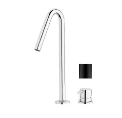 Waterevolution Flow 2-gats wastafelkraan zwart met hoge V 120mm uitloop T1122VPR