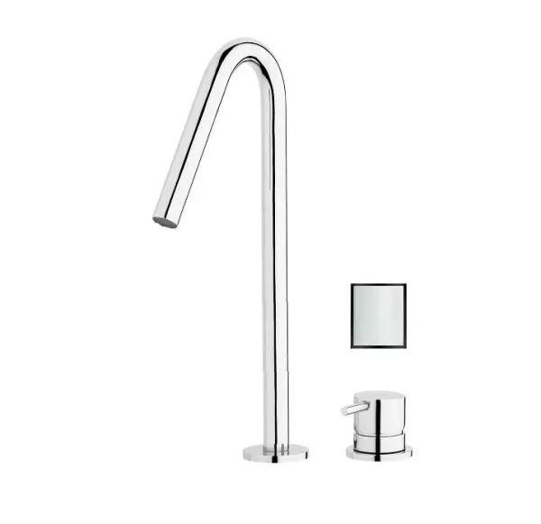 Waterevolution Flow 2-gats wastafelkraan wit met hoge V 120mm uitloop T1122VBR