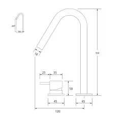 Waterevolution Flow 2-gats wastafelkraan geborsteld messing met hoge V 120mm uitloop T1122VLE