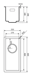 Lorreine zwarte Quartz kleine spoelbak 17x40cm onderbouw vlakbouw zwart met gun metal korfplug 1208954029