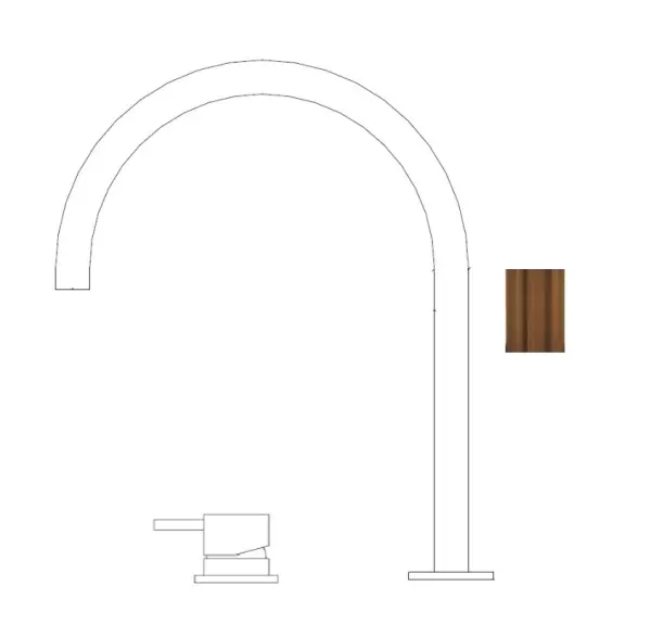 Waterevolution Flow 2-gats wastafelkraan PVD geborsteld koper met hoge U 200mm uitloop T1122UCPE