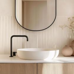 Waterevolution Flow 2-gats wastafelkraan hoge uitloop 222 mat zwart T122HPR