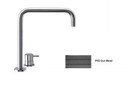 Waterevolution Flow 2-gats wastafelkraan  hoge uitloop 222 PVD Gun Metal T122HGME