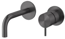 Waterevolution Flow Inbouw Wastafelkraan PVD Gun Metal met uitloop 10 cm T116BME-10