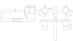 Waterevolution Flow 3-gats inbouw wastafelkraan mat wit met uitloop 10cm T1163FBR-10