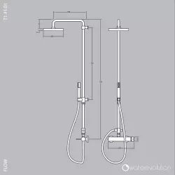 Waterevolution Flow douchecombinatie met thermostaat en regendouche PVD Gun Metal T141TGME