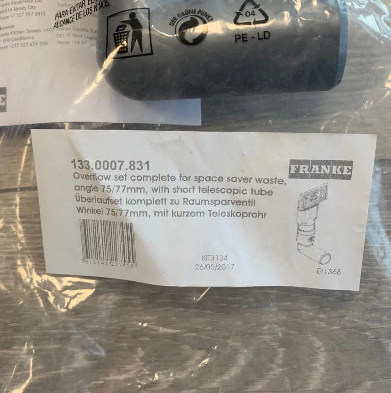 Franke Overloopgarnituur Universeel extra kort 133.0052.765