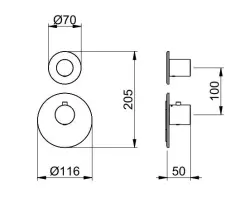 SB 316 AESTHETICS Round Inbouw thermostaatkraan met 1 uitgang / stopkraan PVD goud geborsteld 1208954895