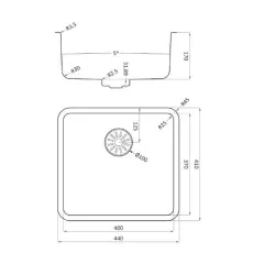 Lorreine Pro RVS spoelbak 40cm vlakbouw onderbouw en opbouw 1208954978