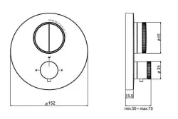 SB Push Round Inbouw thermostaatkraan met drukknop omsteller en volumeregelaar RVS 1208955060