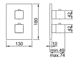 SB Universale Square Inbouw thermostaatkraan met 2 uitgangen RVS 1208955143