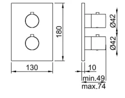 SB Universale Round on Square Inbouw thermostaatkraan met 2 uitgangen RVS 1208955156