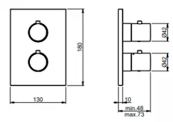 SB Universale Round on Square Inbouw thermostaatkraan met 2 uitgangen volledig RVS 316 1208955192