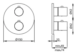 SB Universale Round Inbouw thermostaatkraan met 2 uitgangen volledig RVS 316 1208955193