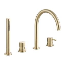 Waterevolution Flow 4-gats Badkraan voor Badrandmontage volledig PVD light gold T138WGE