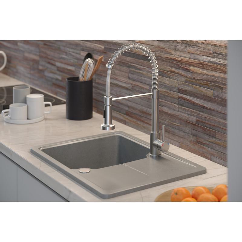 Quadri Derby kitchen mixer tap with flexible spout and shower with 2 spray types stainless steel 1208955916