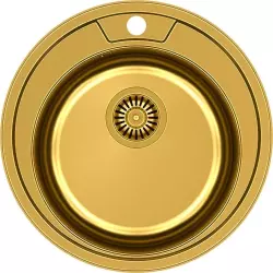 Aquadesign Ross ronde gouden PVD spoelbak opbouw met kraangat 1208955921