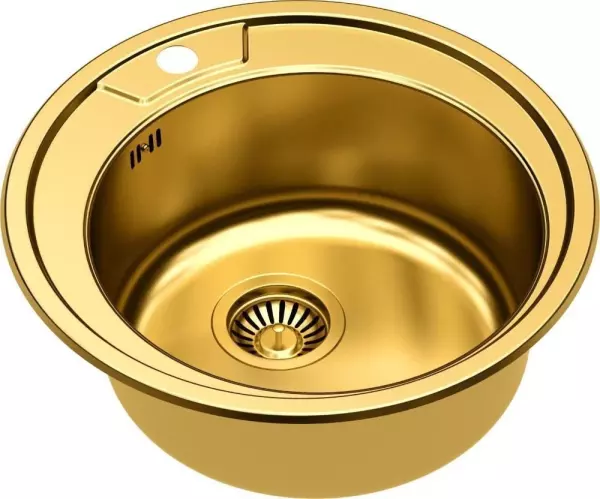 Aquadesign Ross ronde gouden PVD spoelbak opbouw met kraangat 1208955921