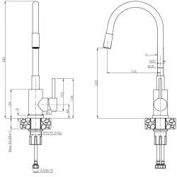 Quadri Bristol RVS keukenmengkraan met flexibele zwart uitloop 1208956026