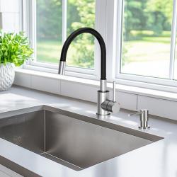 Quadri Bristol RVS keukenmengkraan met flexibele zwart uitloop 1208956026