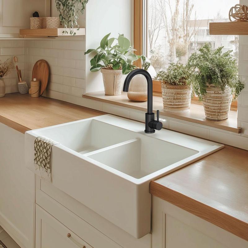 Quadri Coventry keukenmengkraan mat zwart met draaibare uitloop 1208956030