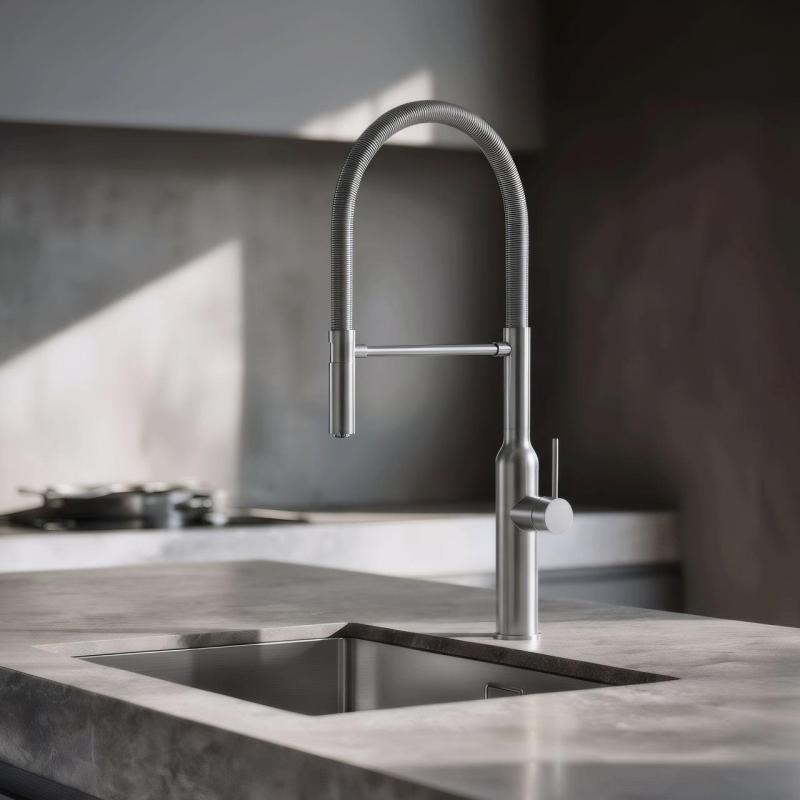 Quadri Stamford hoge keukenmengkraan met flexibele uitloop RVS 1208956080