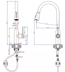 Quadri Stamford keukenmengkraan RVS met uitneembare uitloop en sproeistand 1208956096