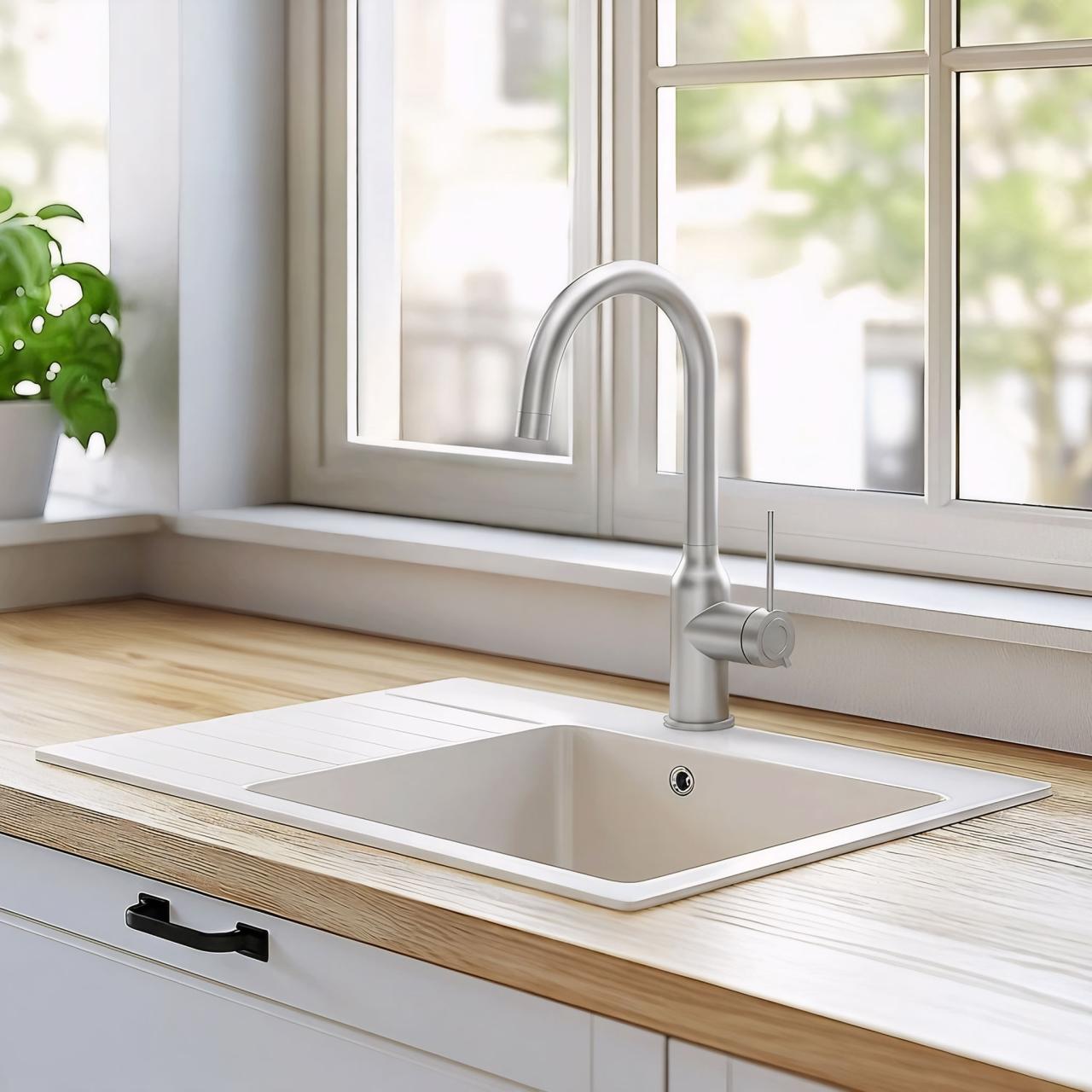 Quadri Stamford keukenmengkraan RVS met draaibare ronde uitloop 1208956109 - Productafbeelding 2