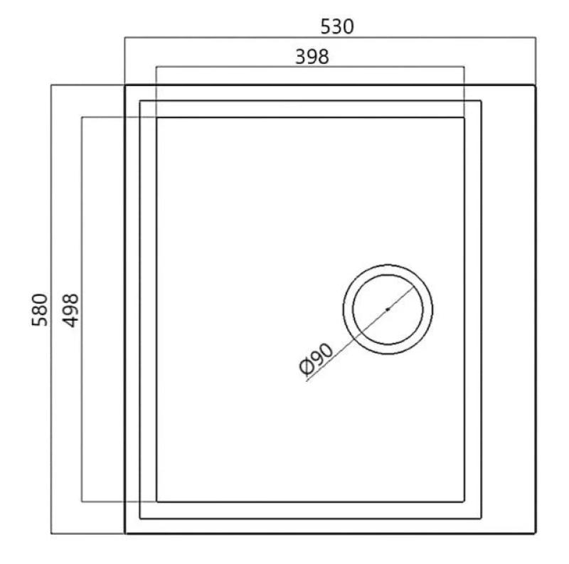 Zwarte opbouw spoelbak 58x53cm met kraangatbank met zwarte plug 1208956761