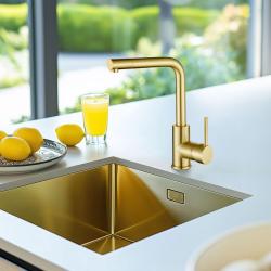 Ausmann Turt gouden spoelbak PVD NANO Gold 40x40 onderbouw vlakbouw en opbouw 1208956938