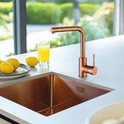 Ausmann Turt koperen spoelbak PVD NANO Copper 40x40 onderbouw vlakbouw en opbouw 1208956945