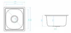 Ausmann Basic kleine rvs opbouw spoelbak 33x38 cm inclusief sifon 1208956972