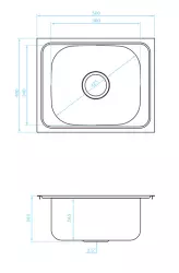 Ausmann Basic rvs opbouw spoelbak 50x40 cm inclusief sifon 1208956975