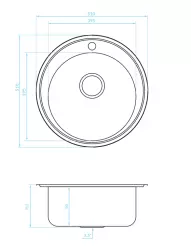 Ausmann Basic rvs opbouw ronde spoelbak met kraangat 51 cm inclusief sifon 1208956976