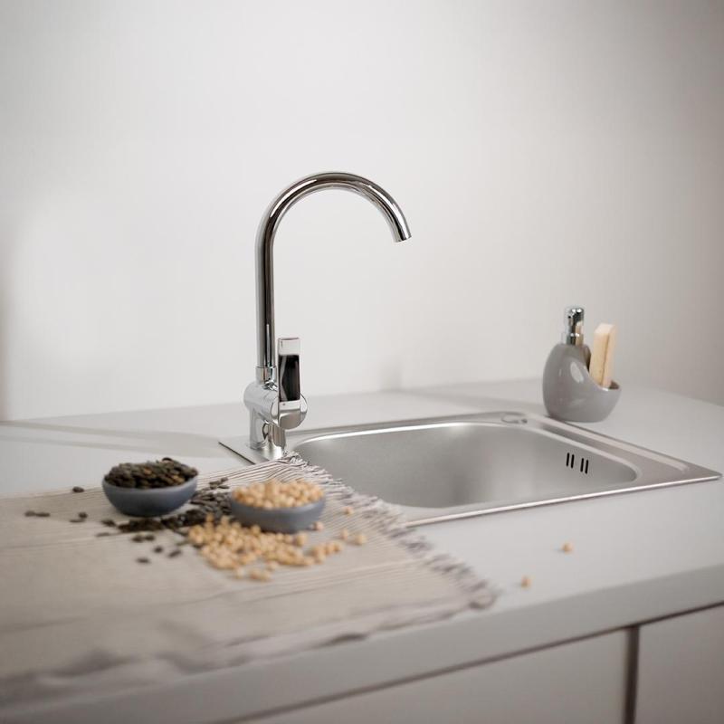 Ausmann Basic linnenmotief rvs opbouw spoelbak 50x40 cm inclusief sifon 1208956977