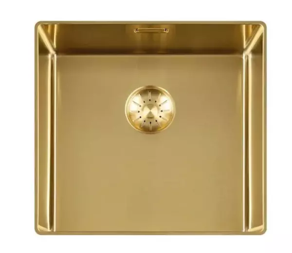 Lorreine 40SL1016-GOLD Slim spoelbak 40x40cm vlakinbouw geborsteld Goud