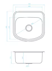 Ausmann Basic rvs opbouw spoelbak 49x47 cm met kraangatbank inclusief sifon 1208956997