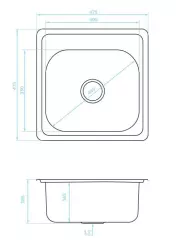 Ausmann Basic rvs opbouw spoelbak 48x48 cm met kraangatbank inclusief sifon 1208957000