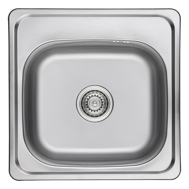 Ausmann Basic rvs opbouw spoelbak 48x48 cm met kraangatbank inclusief sifon 1208957000