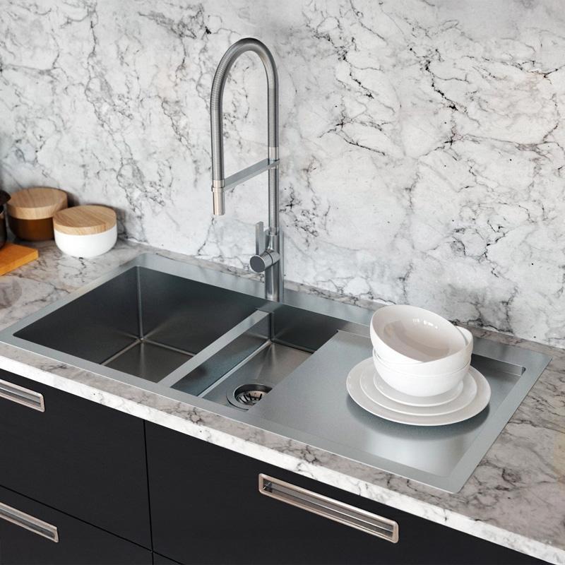 Ausmann Oder Blue 1,5 rvs spoelbak 78x50cm vlakbouw en opbouw met afdruipgedeelte 1208957126