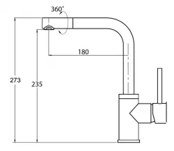 Ausmann Lavea antracieten keukenkraan PVD gun metal met draaibare uitloop 1208957134