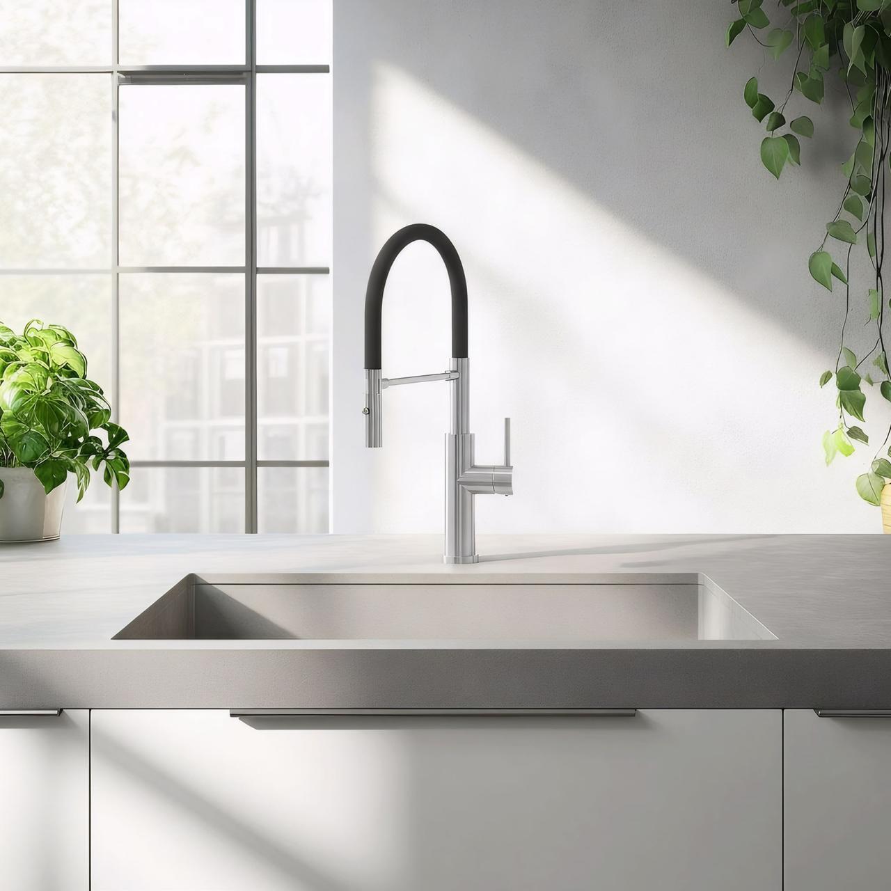 Quadri Chester keukenmengkraan met flexibele uitloop en douche met 2 straalsoorten RVS 1208957226 - Productafbeelding 2