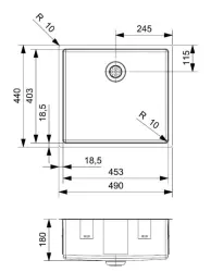 Reginox New York RVS spoelbak 45x40 cm gootsteen opbouw onderbouw en vlakbouw R35528