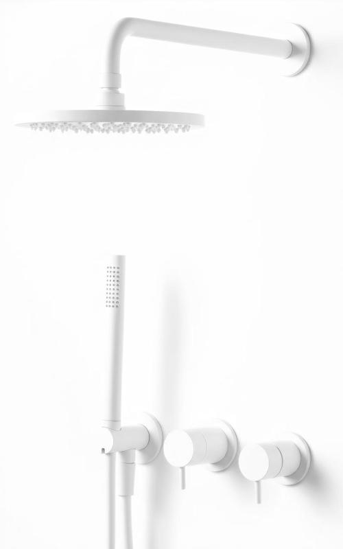 Waterevolution Flow inbouw doucheset mat wit met thermostaat regendouche en handdouche 1208957344