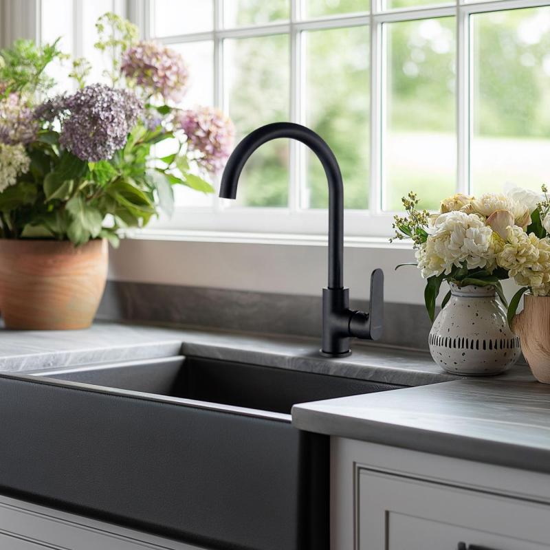 AquaTrimo Chopin eenhendel keukenmengkraan mat zwart 21CP7374SW