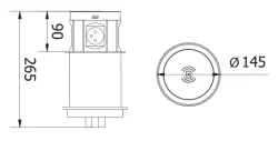 Indux Push verzinkbare randaarde witte keukenstopcontact in werkblad met 4 stopcontacten, 2 x USB, 2 x RJ45 en draadloos opladen 1208957419