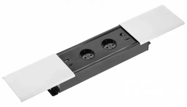 Indux Slide max inbouw keuken stopcontact in werkblad met USB-A, HDMI, RJ45 en USB-C  kleur mat wit 1208957429