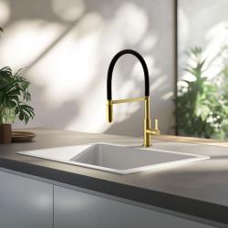 Ausmann Lavea gouden keukenkraan PVD gold met draaibare en flexibele uitloop 1208957436