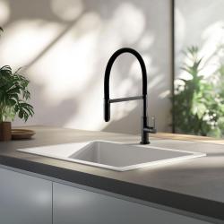Ausmann Lavea gun metal keukenkraan PVD grafiet met draaibare en flexibele uitloop 1208957437
